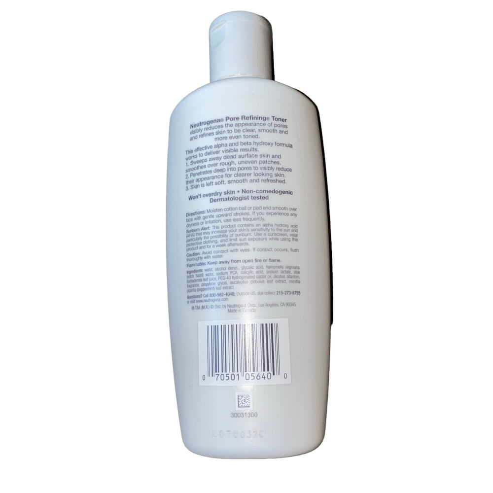 Neutrogena Pore Refining Toner w/ Witch Hazel Alpha and Beta Hydroxy Formula New - Picture 2 of 2